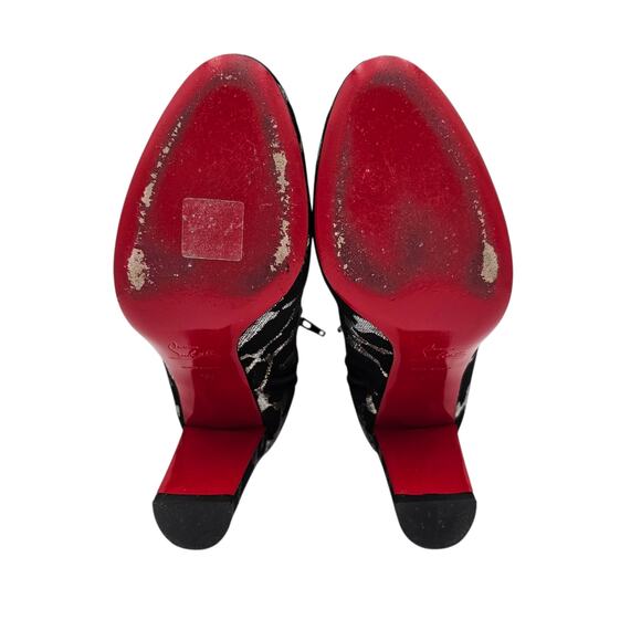 Christian Louboutin Moulamax Ankle Boot Black Gold Lurex Leopard Size 38 US 8 - Picture 9 of 13